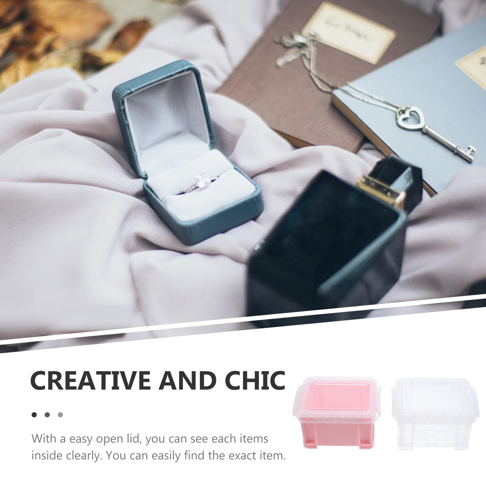 

6Pcs Plastic Storage Box Jewelry Organizer Small Container Stackable Mini Storage Box with Clear Lid for Beads Buttons