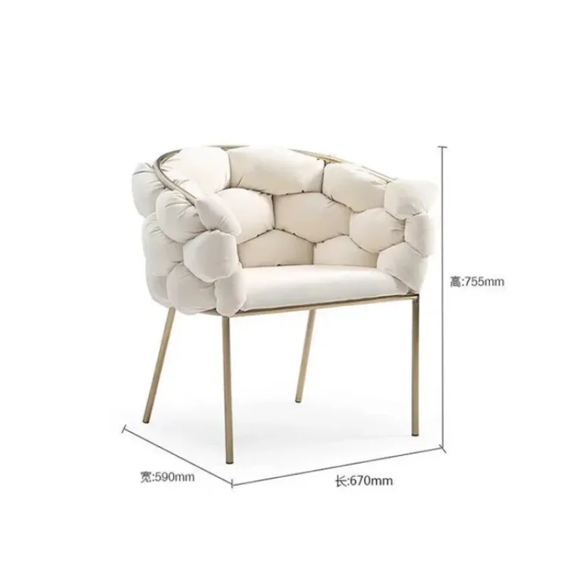 Nordic Iron Art Backrest Armrest Dining Chair Light Luxury Simple Net Red Gold Nail Makeup Chair Restaurant Leisure Coffee Shop