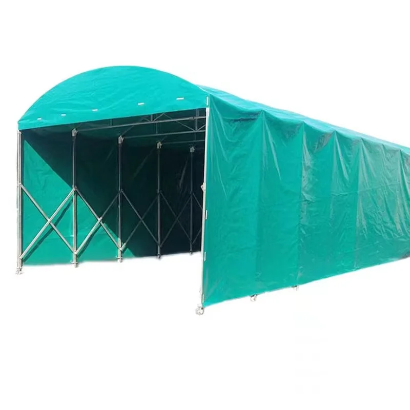 Outdoor Movable Multi-Function Telescopic Tent with Casters Metal Frame Pressure Treated Wood Nature Type Garage Canopy Carport