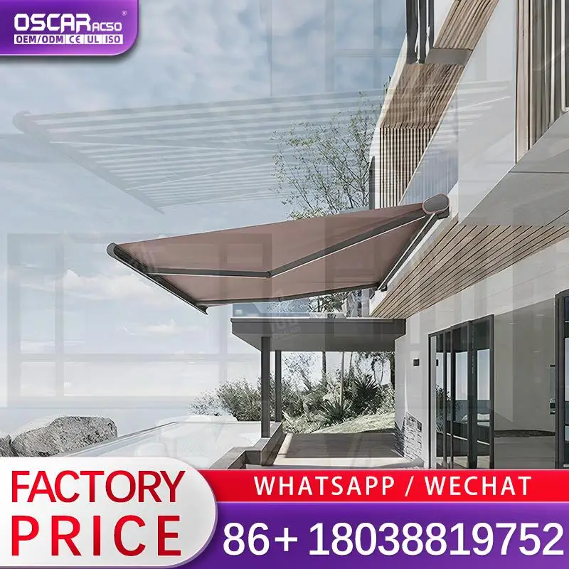 Outdoor Motorized Folding Arm  Aluminum Alloy Terrace Cover for Patio Garden Balcony Retractable Awning