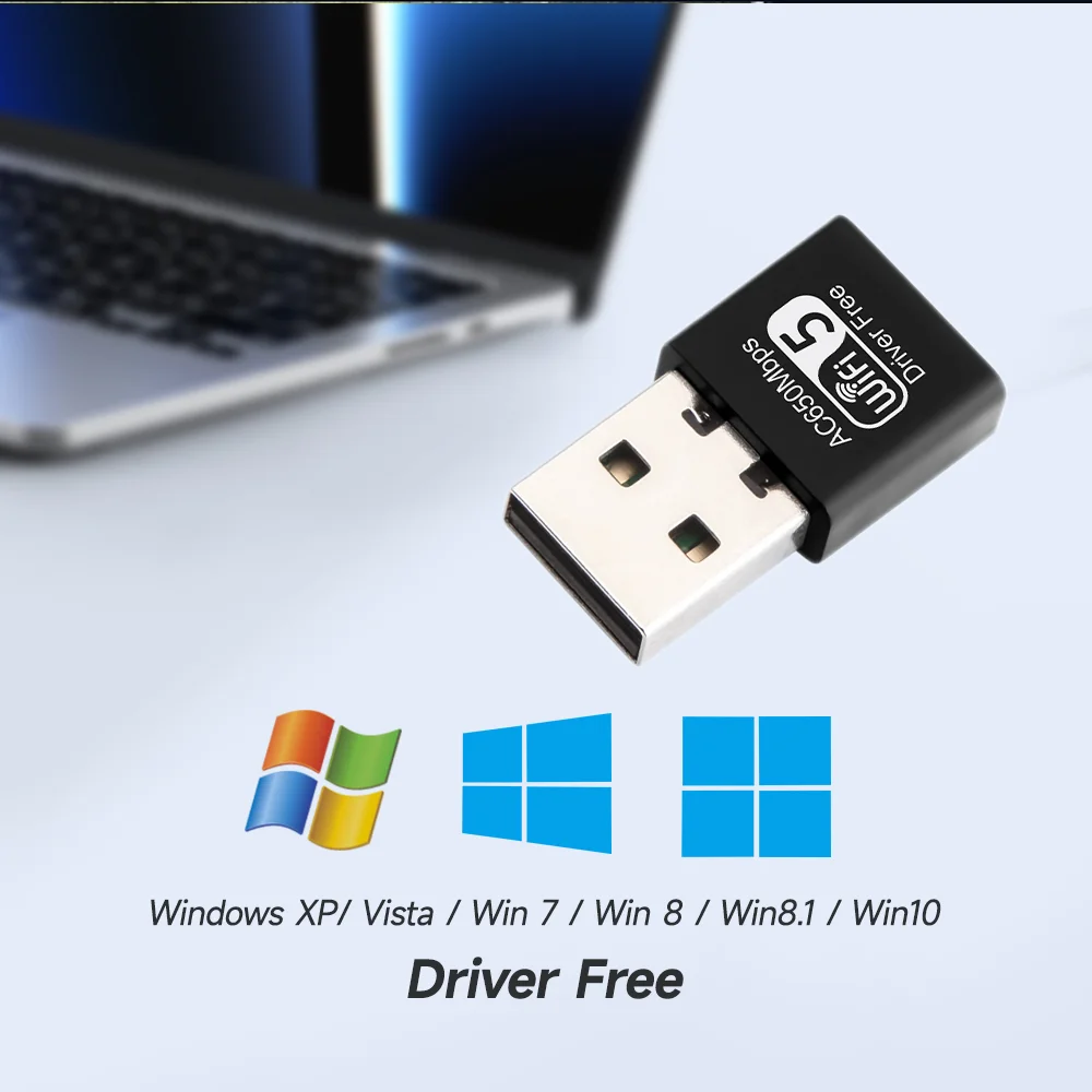 WODESYS 650M Wi-Fi USB Adapter Drive Free Wireless Network Card 2.4G/5G Dual Frequency WiFi Receiving Transmitter For PC