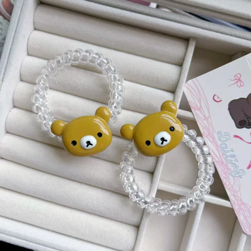 Lucu ‌ Rilakkuma ‌   Lingkaran Rambut Sederhana Kreatif Saluran Telepon Lingkaran Rambut Kartun Gadis Aksesoris Rambut Anak Gadis Hadiah Natal
