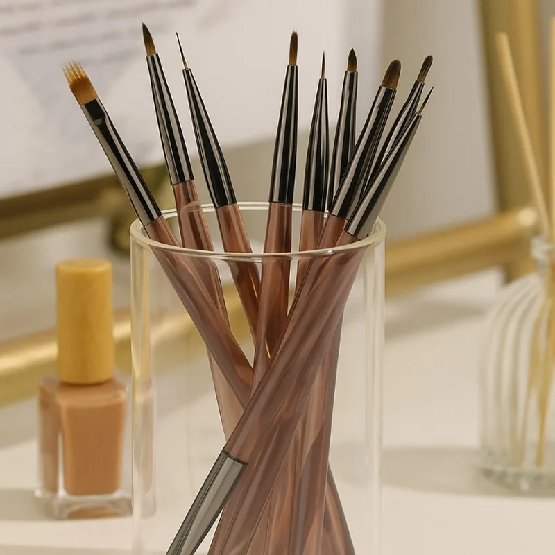 Nagelbürsten-Set, professionelles Nagelkunst-Design, Stift, Malwerkzeuge mit Verlängerungs-Gel-Pinsel für Salon, Zuhause, DIY, Maniküre-Set, 9 Stück
