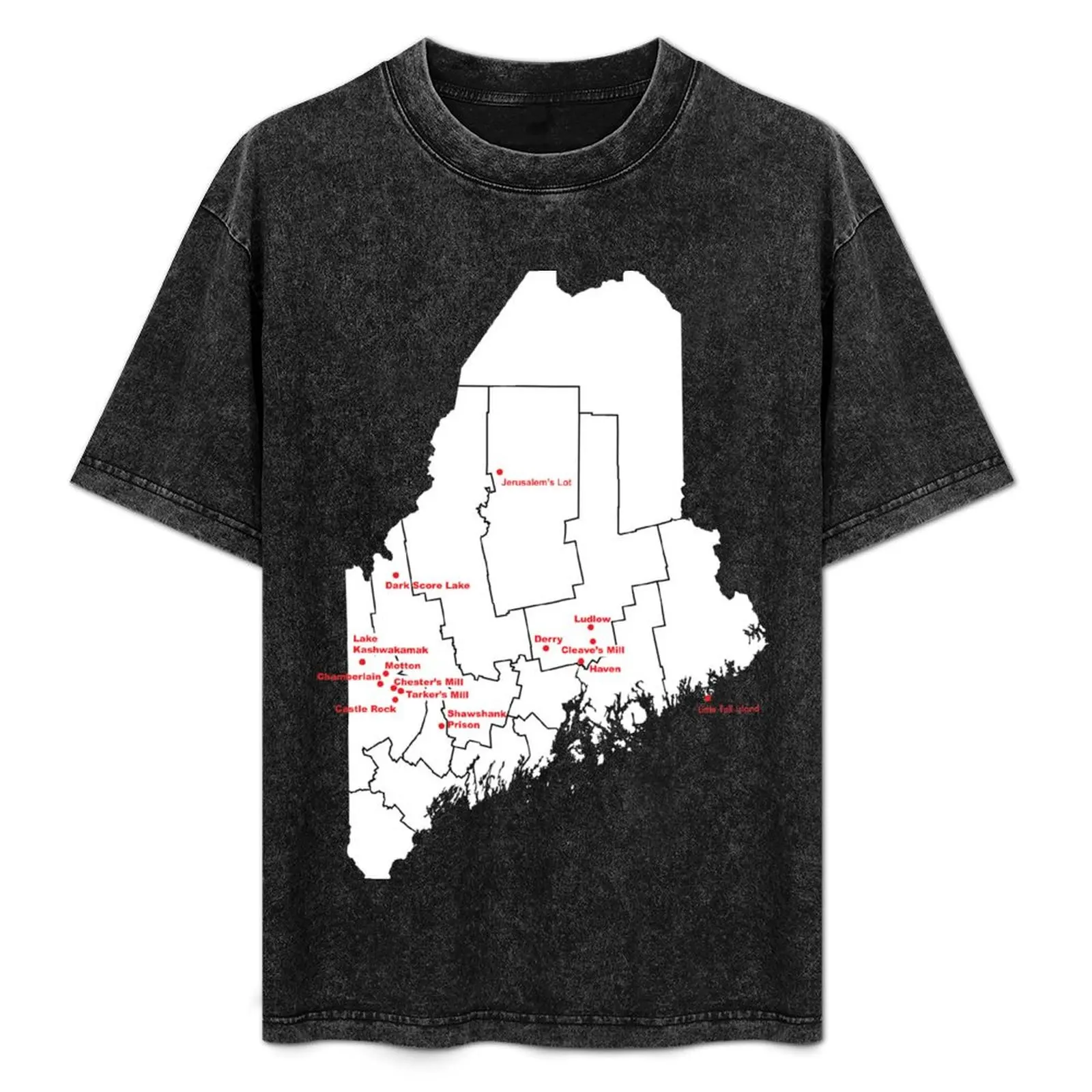 

King's Maine Map Shirt T-Shirt Soft Casual Short Sleeve Cotton Tee