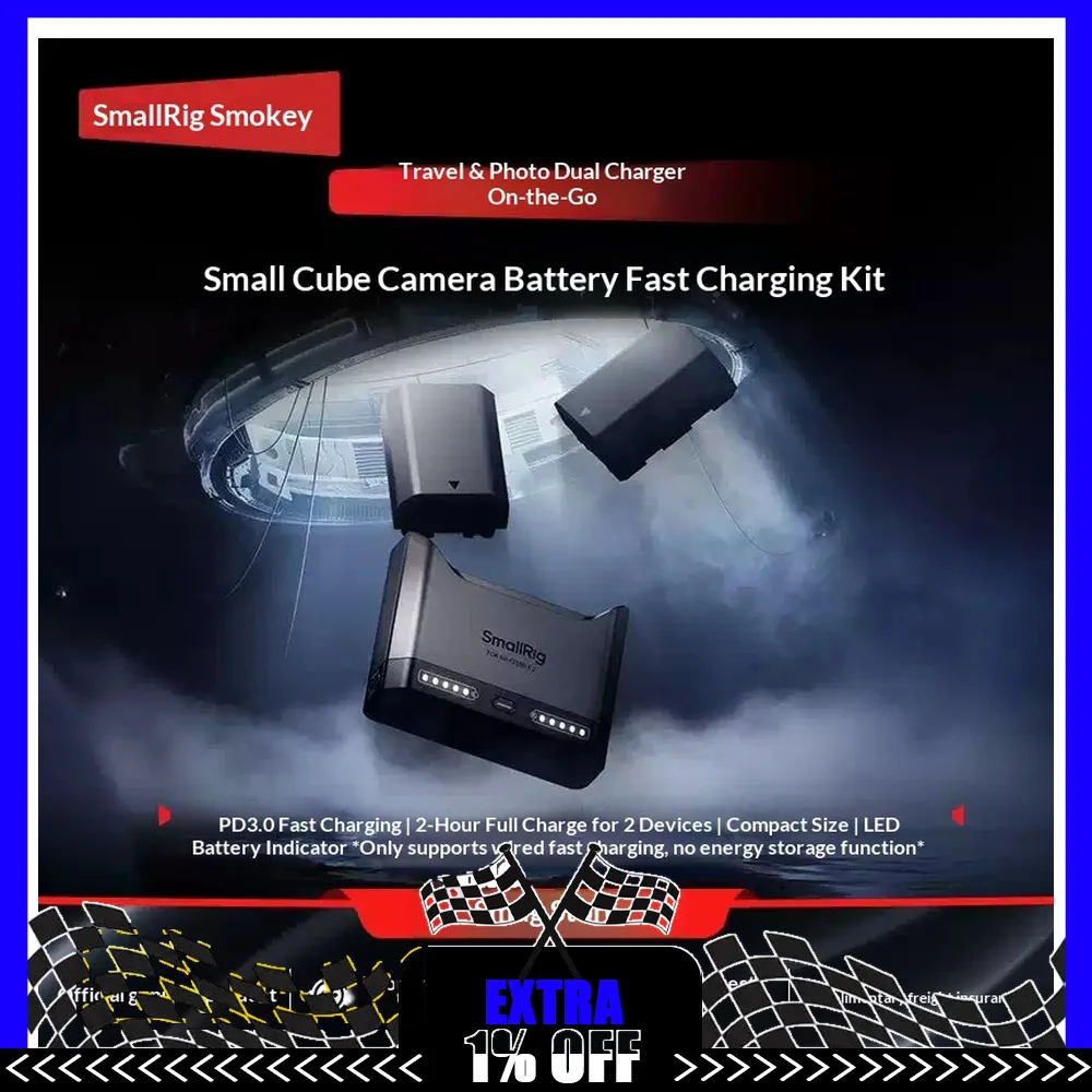 SmallRig Dual Battery Camera Charger For Sony NP-FZ100 NP-FW50 Canon LP-E6P Nikon EN-EL15c Panasonic DMW-BLK22