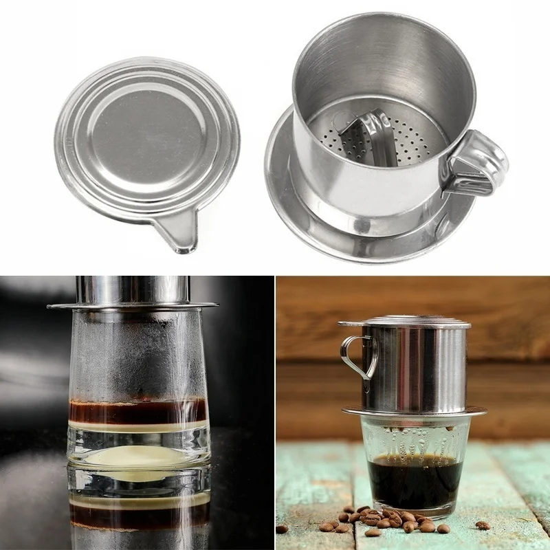 Vietnam Style Stainless Steel Coffee Drip Filter Maker Pot Infuse Cup Portable home office travel camping Durable