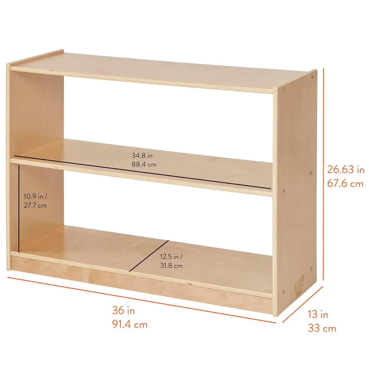 2-Shelf Double-Sided Mobile Storage Cabinet & Book Shelf for Classroom & Office, Natural Wood, Customized