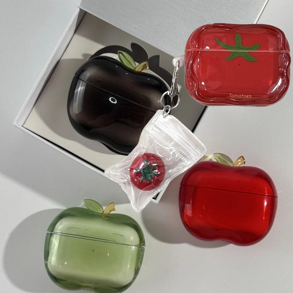 حافظة شفافة مضادة للصدمات من مادة البولي يوريثان الحراري لأجهزة AirPods 1/2/3/4/Pro Apple/Tomato Shape Kawaii حافظة Airpods ناعمة مخصصة #2