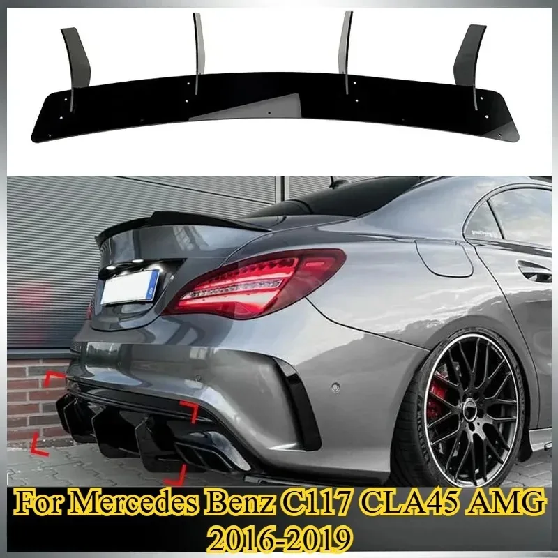Car Rear Bumper Lower Diffuser Lip Body Kit Side Splitters Spoiler for Mercedes Benz CLA Series C117 CLA45 Line 2016-2019