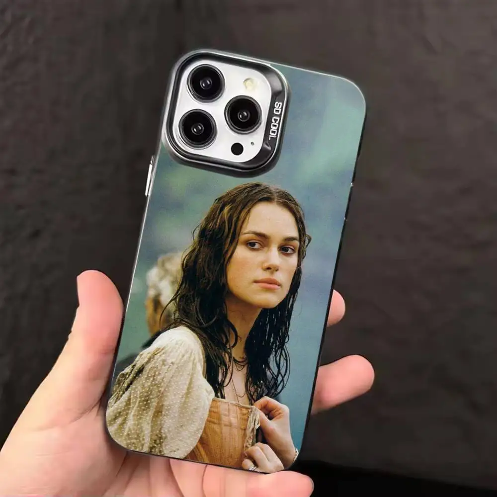 حافظة هاتف K-Keira Knightley لون فضي لهاتف آيفون 17 16 15 14 13 12 11 Pro Max Plus