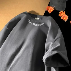 Men's Oversized T-shirts White Cotton T Shirt 5XL for Men Casual Summer Wear Letter Fashion Print Neck Tee Shirts Men Clothing