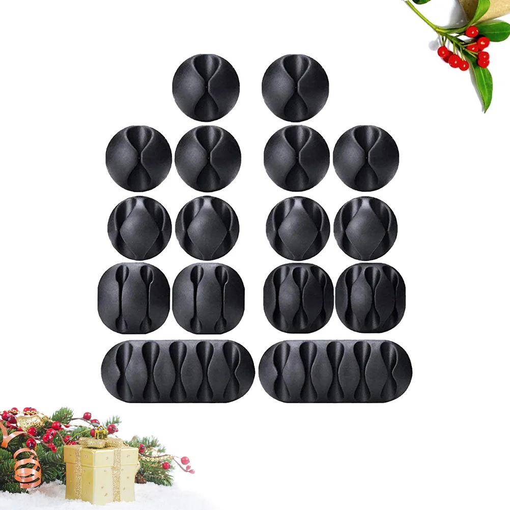 

16Pcs Desktop Cord Clips Wire Organizer Cable Holder for Laptop Pc Office Charging Cable Management Cord Clips