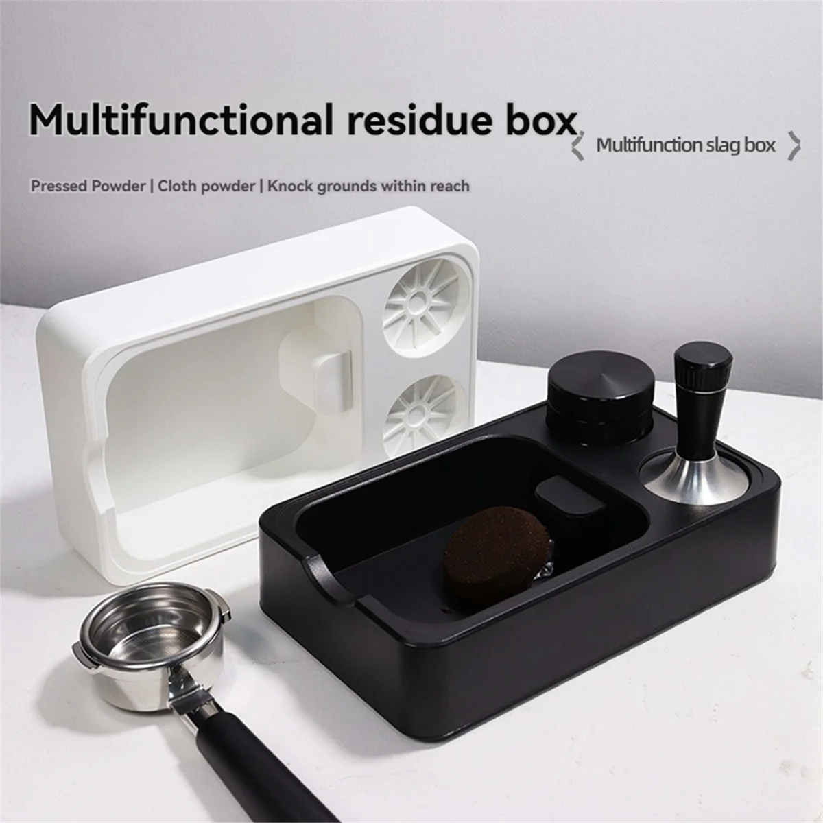 

TYMQ Espresso Tamping Station Espresso Organizer Box Coffee Filter Tamper Holder for Counter Top Coffee Tools Organzier A