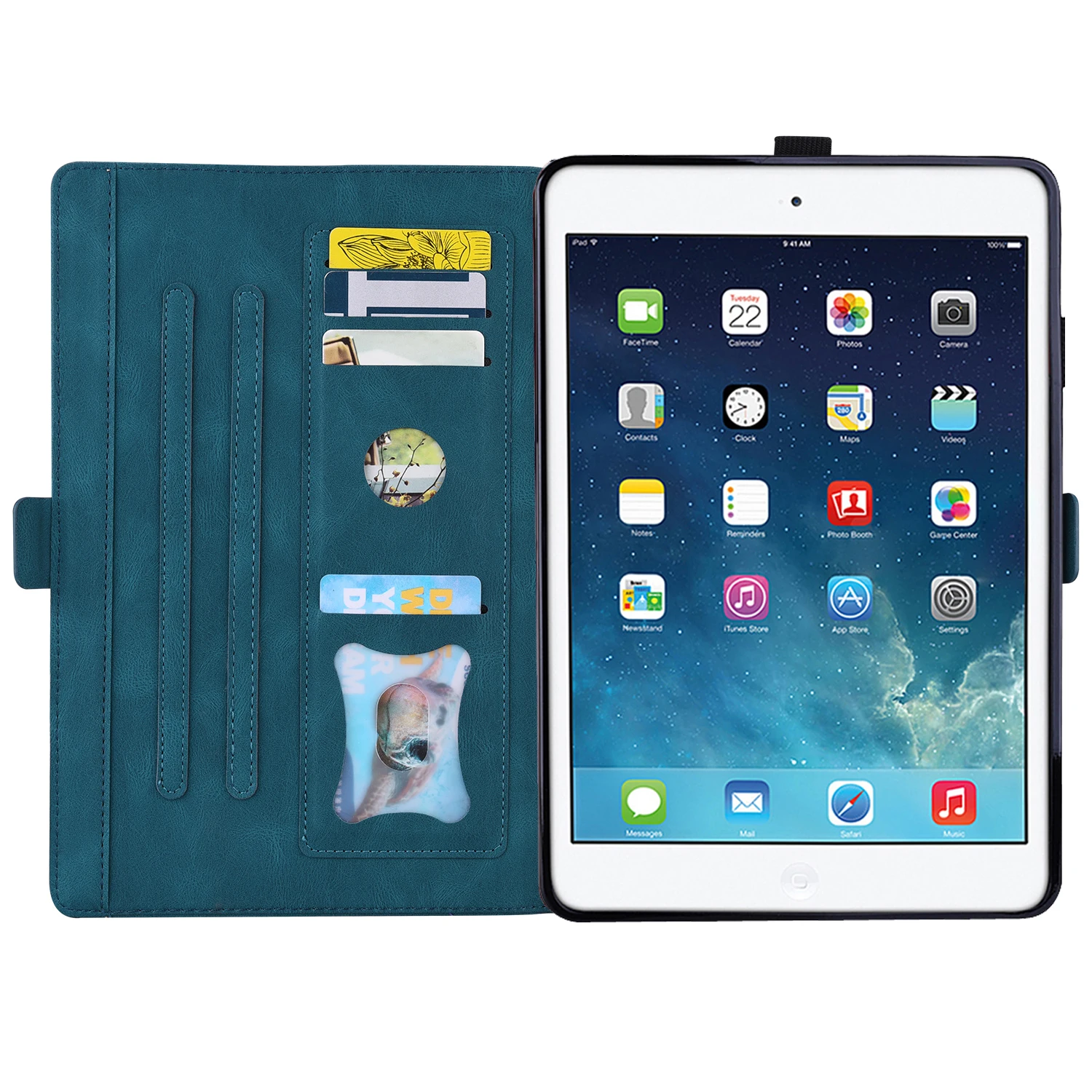 กระเป๋าสตางค์ช่องเสียบการ์ดสําหรับ Apple iPad 10.2 (2019) รูปแบบผีเสื้อรักพลิกกันกระแทก Have Sleep หนัง PU Bracket Case