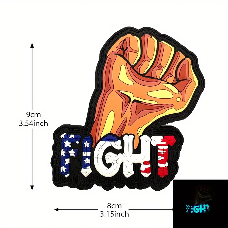 American Flag FIGHT Trump Wins Fist Morale Tactical Patch PVC Hook and Loop Patches Military Backpack Sticker