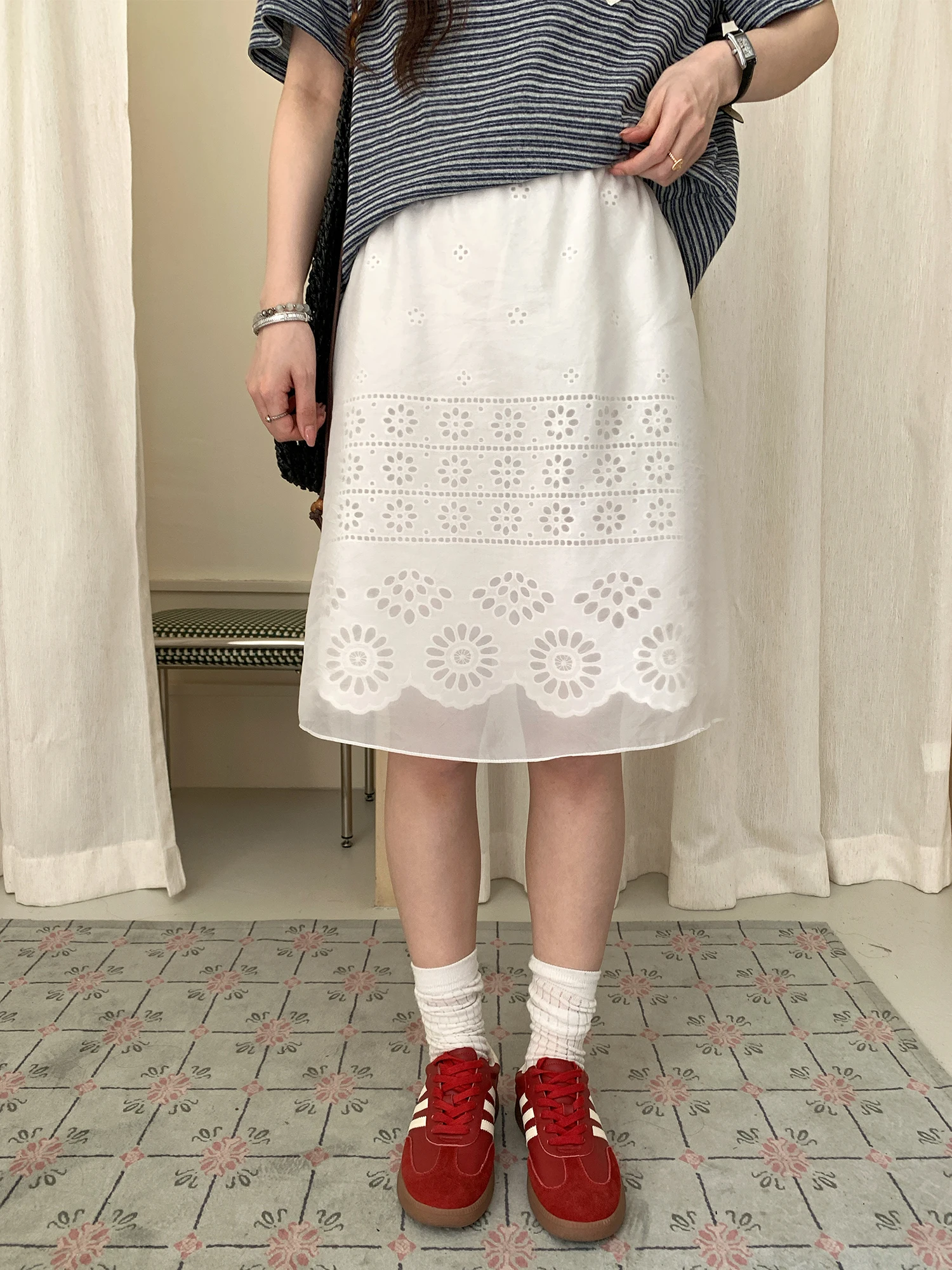 

Коллекция NAZ Spring: Модная женская юбка больших размеров с цветочным узором, ажурная, с завышенной талией, стройнящая фигуру