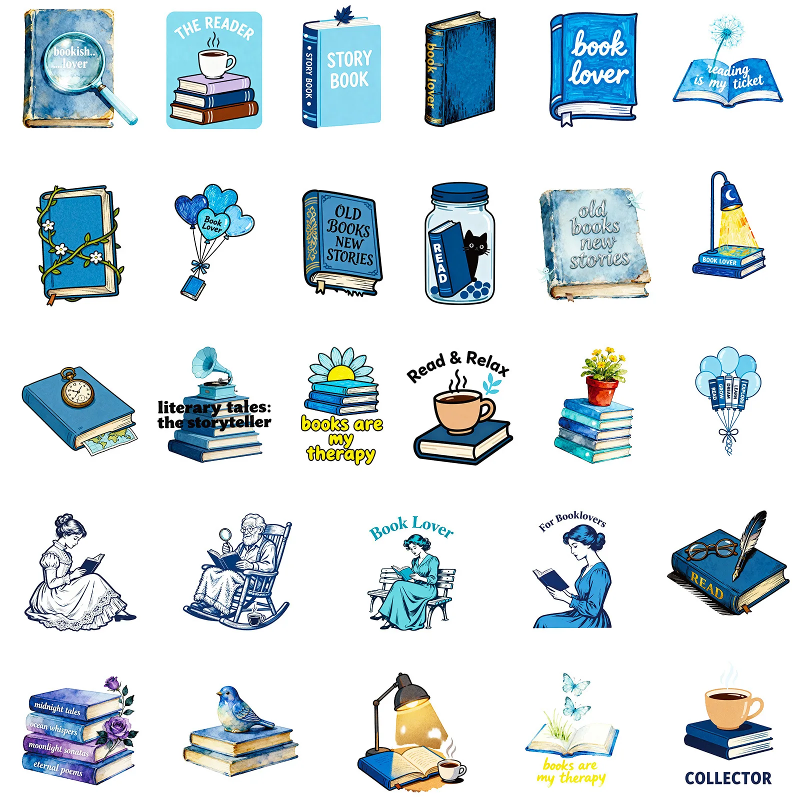 10/50 個ブルーリードスタイル漫画ステッカーブック創造性装飾 DIY おもちゃラップトップギター車バイクスケートボード落書きデカール