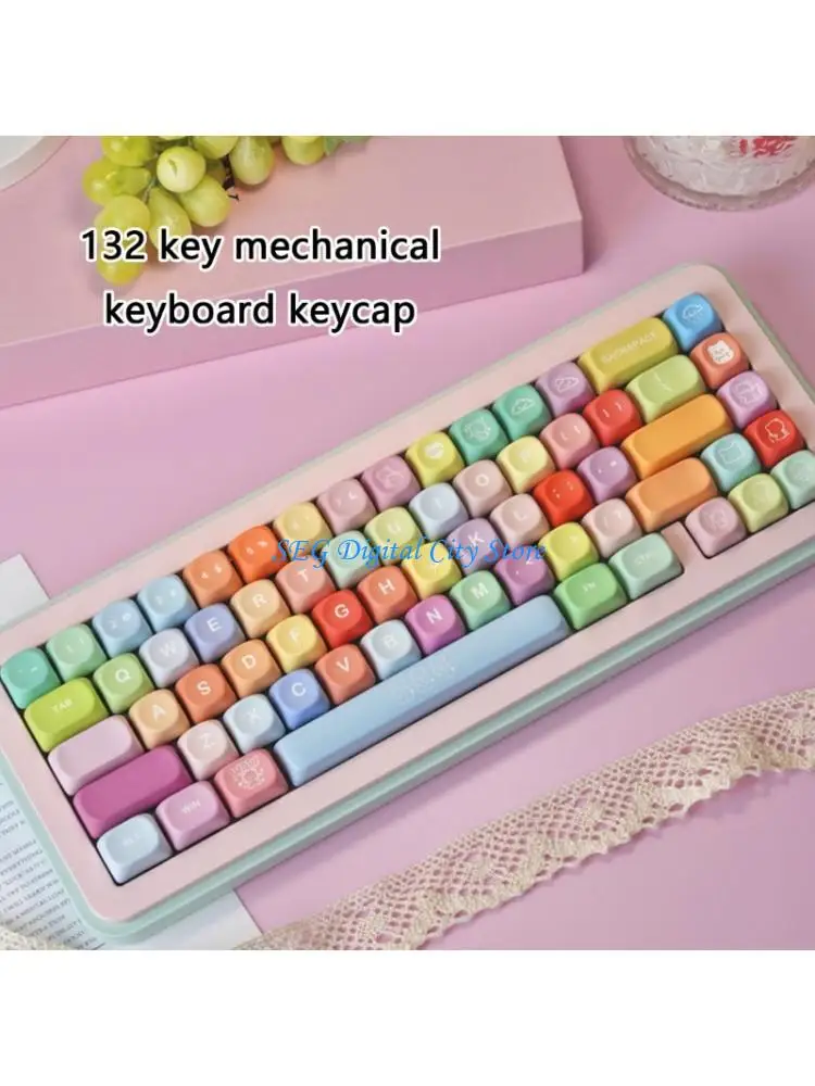 

U75B Colorful Mechanical Keycaps Heat Resistant PBT 132Keys Gaming Keyboards Fit
