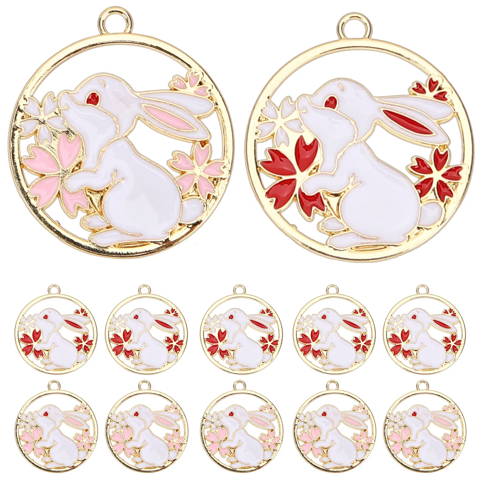 

20 шт. подвесок в виде кроликов на Год Кролика, набор для изготовления украшений своими руками, серьги, ожерелья, браслеты, пасхальные аксессуары для подростков