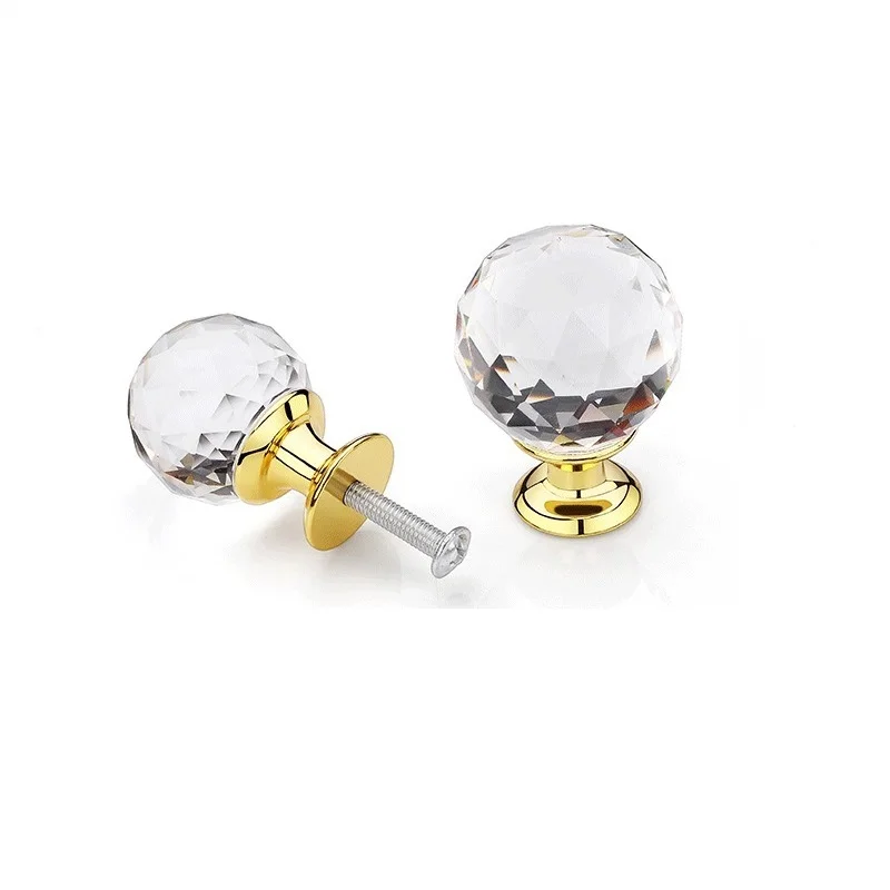 Weiyi 2Pcs 25/30/40mm Crystal Handle Glass Knobs Cupboard Drawer Pulls Kitchen Cabinet Wardrobe Handles Furniture Door Hardware