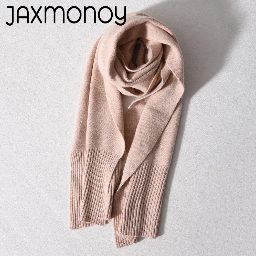 Jxwatcher Women\'s Scarf Winter Warm High Quality Cashmere Muffler Fashion Wool Knitted Scarves for Ladies Solid Color Female New