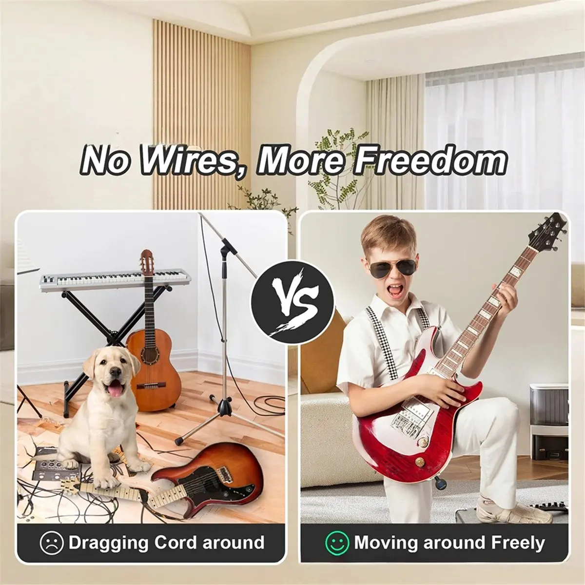 2-in-1 2.4 جيجا هرتز نظام الغيتار اللاسلكي 48 كيلو هرتز الصوت اللاسلكي الغيتار جهاز ريسيفر استقبال وإرسال مكبر صوت الجيتار الكهربائي