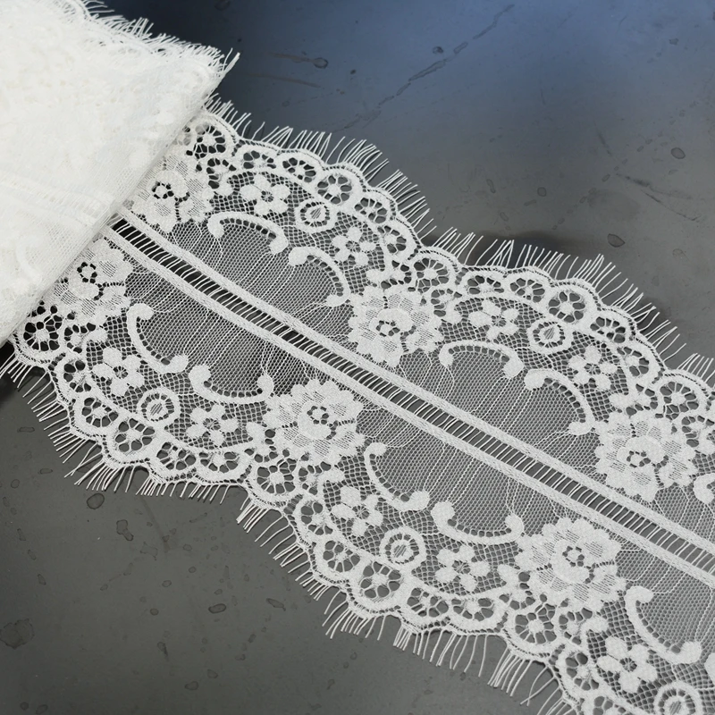 (3meters/lot) White Eyelash lace fabric Sewing Garment Ribbon Wedding Dress Curtain Material