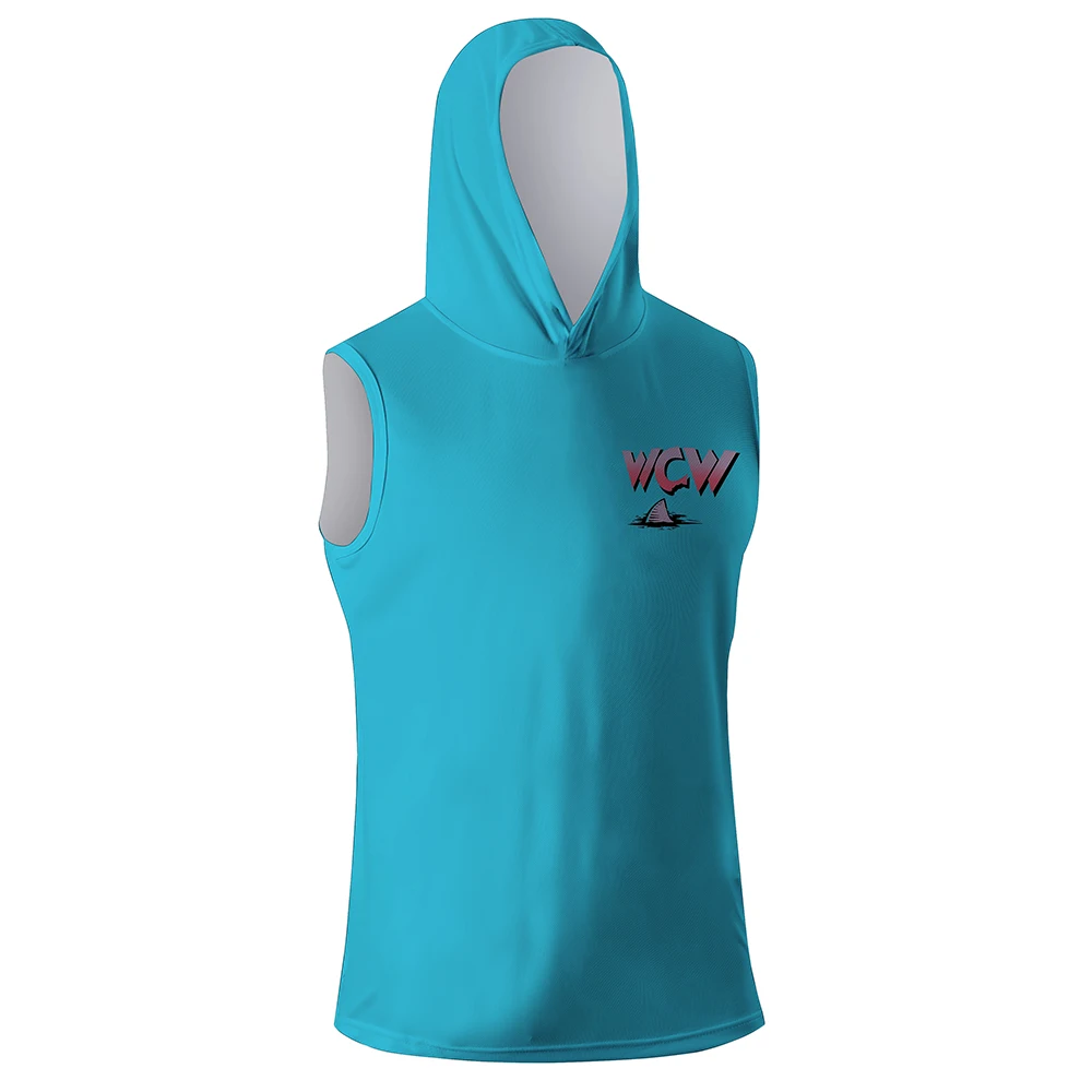 Men's Aqua WCW Bash At The Beach Sleeveless Hoodie Quick Drying Breathable Gym Tank Top Outdoor Sports Daily Casual Hooded Tank
