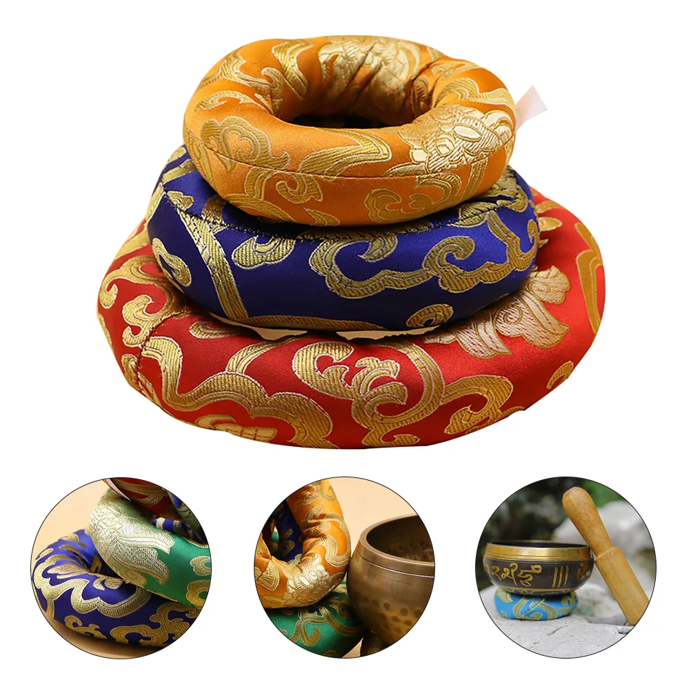 3 Pcs Buddha Sound Bowl Bottom Mat Pad Singing Tibetan Cushion Watch Heal