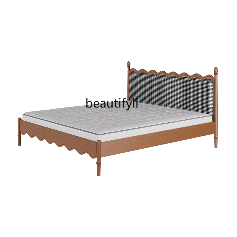 French Style Solid Wood Soft Pack Bed Double Bed Master Bedroom North American Cream Style Marriage Bed