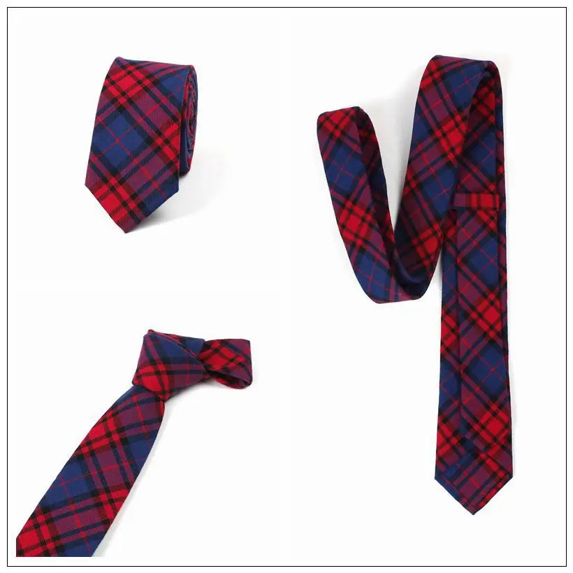 

Men's Narrow Tie Business Dress Casual Korean Checkered British Style Student JK Uniform 6CM Cotton Tie