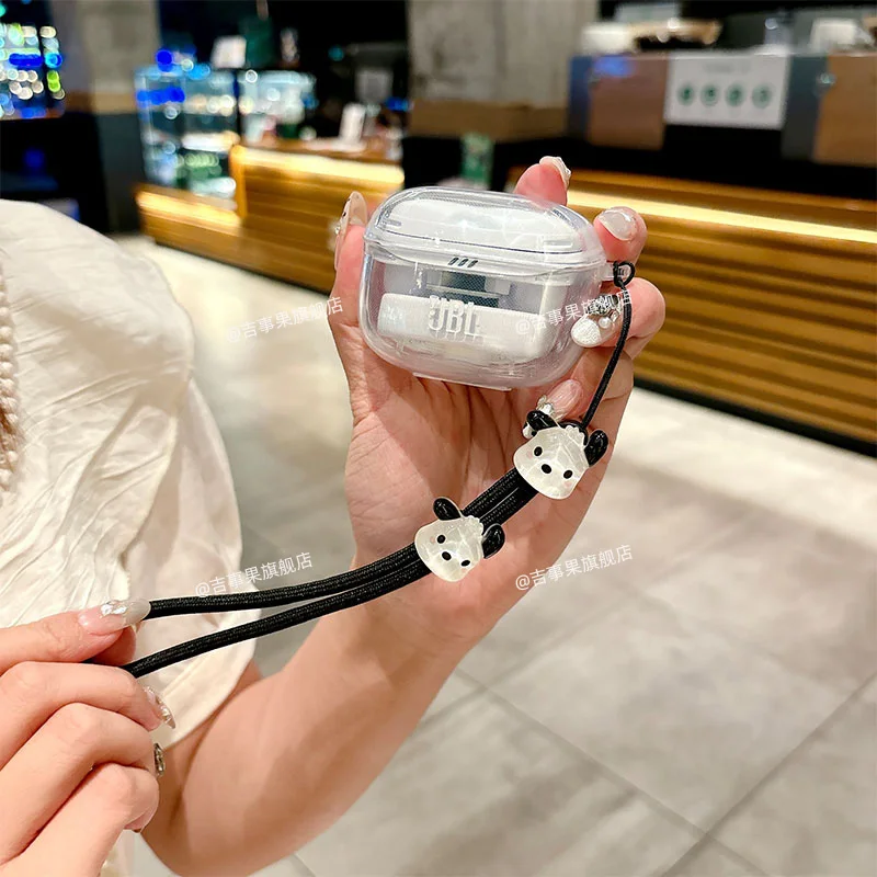 JBL Tune Beam 2 용 투명 TPU 케이스 스트랩이있는 무선 이어 버드 클리어 소프트 슬림 커버 충격 방지 이어폰 액세서리