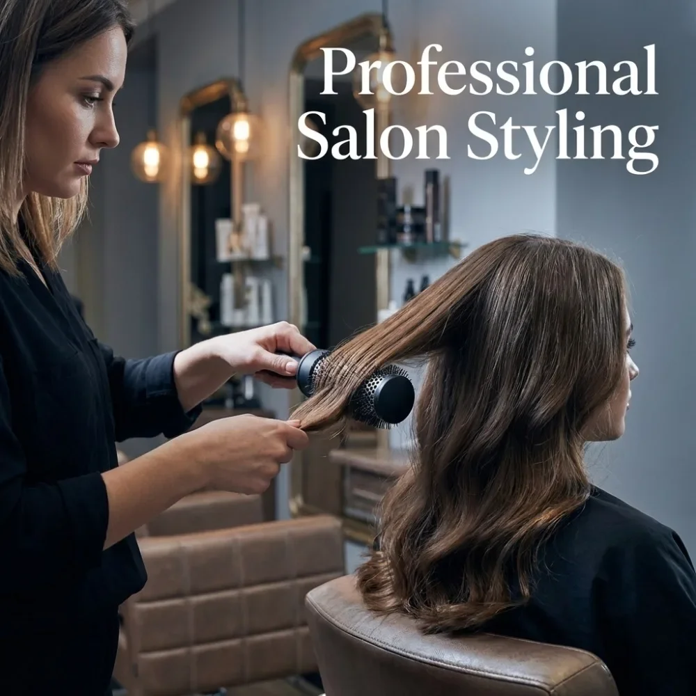 Thermisches Rundbürsten-Set mit Rutschfestem Griff, Nylonborsten, Friseur-Lockenroller, Kamm für Föhn-Styling und Volumen – Detail 3
