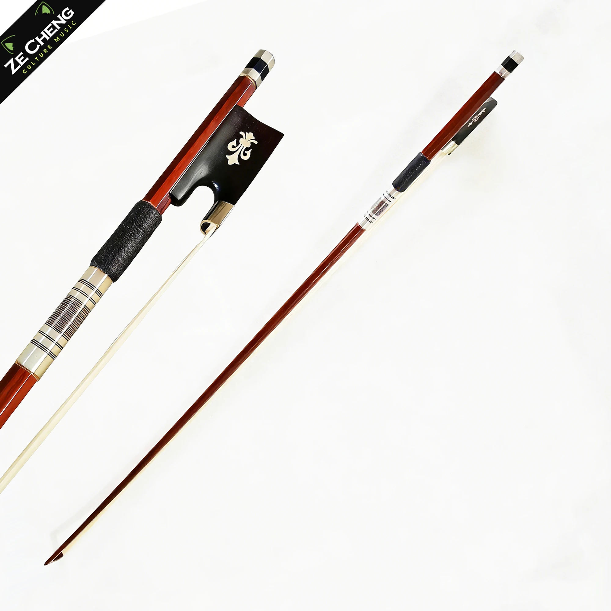 

Violin Bow 4/4, Carved Tailpiece, Shell Inlay, Straight and Flexible Bow Shaft, Natural Horsehair