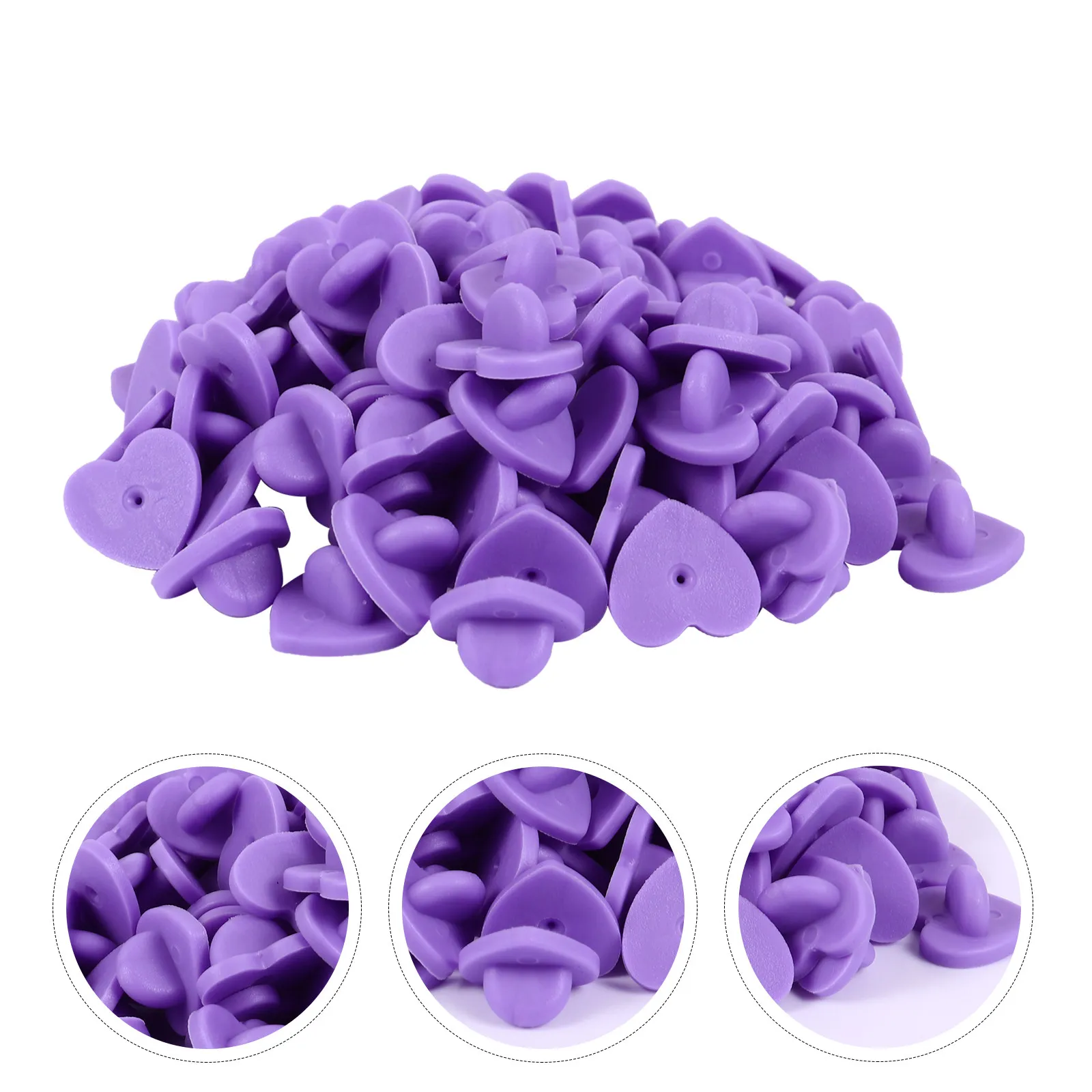 100Pcs Heart Shaped Brooch Pin Backs Rubber Backing Secure Clasp Lapel Badge DIY Craft Accessories Breastpin Backs Brooch Base