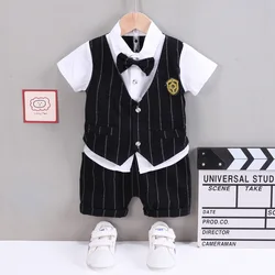 IENENS-Conjuntos de ropa para bebé, vestido Formal, camisa de verano + Pantalones cortos, trajes de manga corta, ropa de fiesta de cumpleaños para niños pequeños