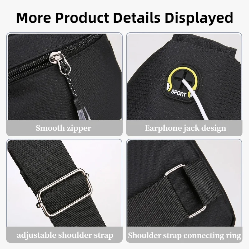 Lässige Herren-Umhängetasche mit mehreren Taschen zur Aufbewahrung, geeignet für leichte Umhängetaschen, multifunktionale Brusttaschen – Detail 8