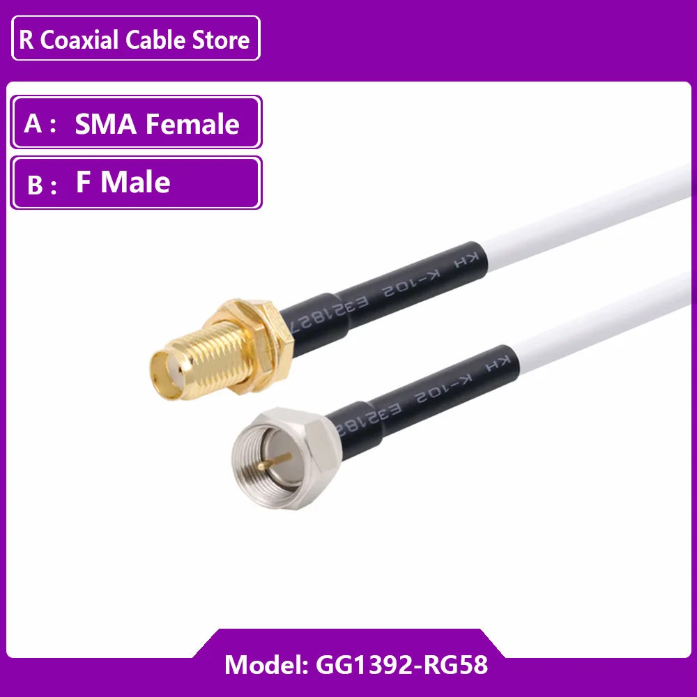 F Nam Để SMA Đực Cắm RG58 Hình Heo 50ohm Cáp Đồng Trục F Cắm Ăng Ten TV Adapter RF Đồng Trục Dây Nối Dài RF Hình Heo Dây Nhảy