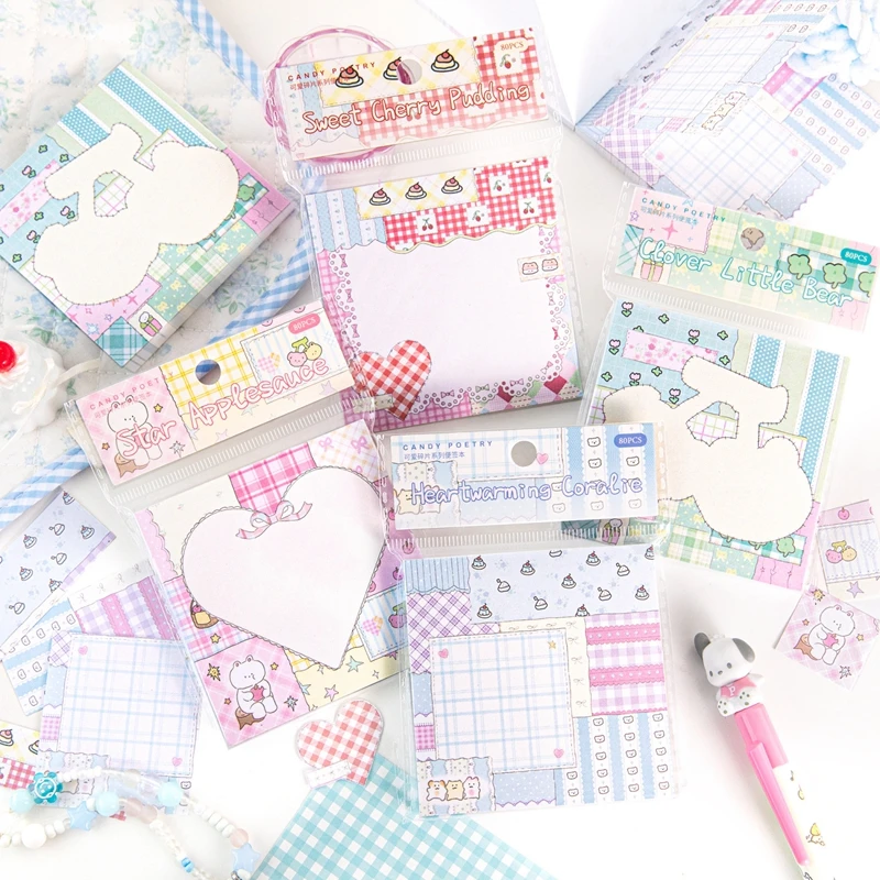 80 Sheets Cute Fresh Memo Pad Scrapbooking Collage DIY Note Paper Diary Message Memo Sheets School Supplies Stationery