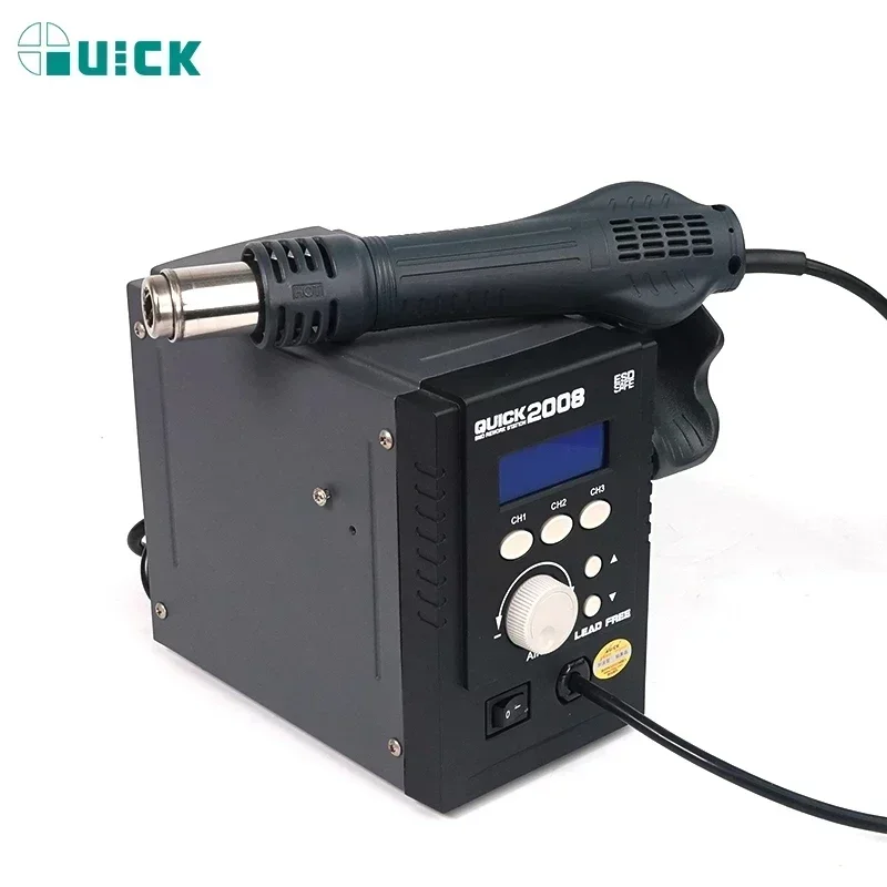 QUICK 2008 Original ESD Lead-Free Digital Display Heat Gun Welding Rework Soldering Station Maintenance Air Gun Mobile Phone