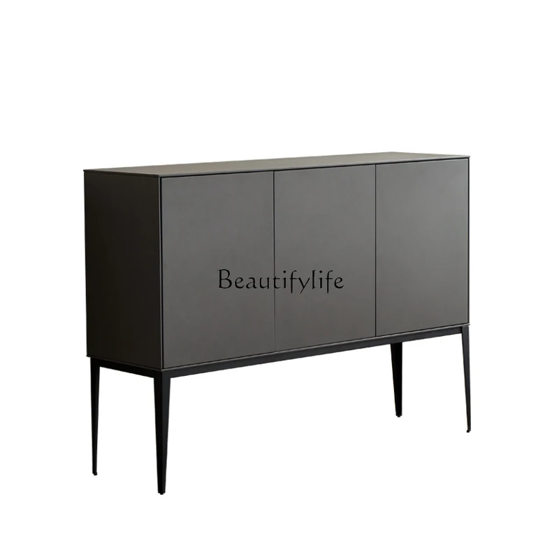 Italian minimalist side cabinet ultra-thin gray Nordic light luxury high-footed entrance cabinet modern simplicity