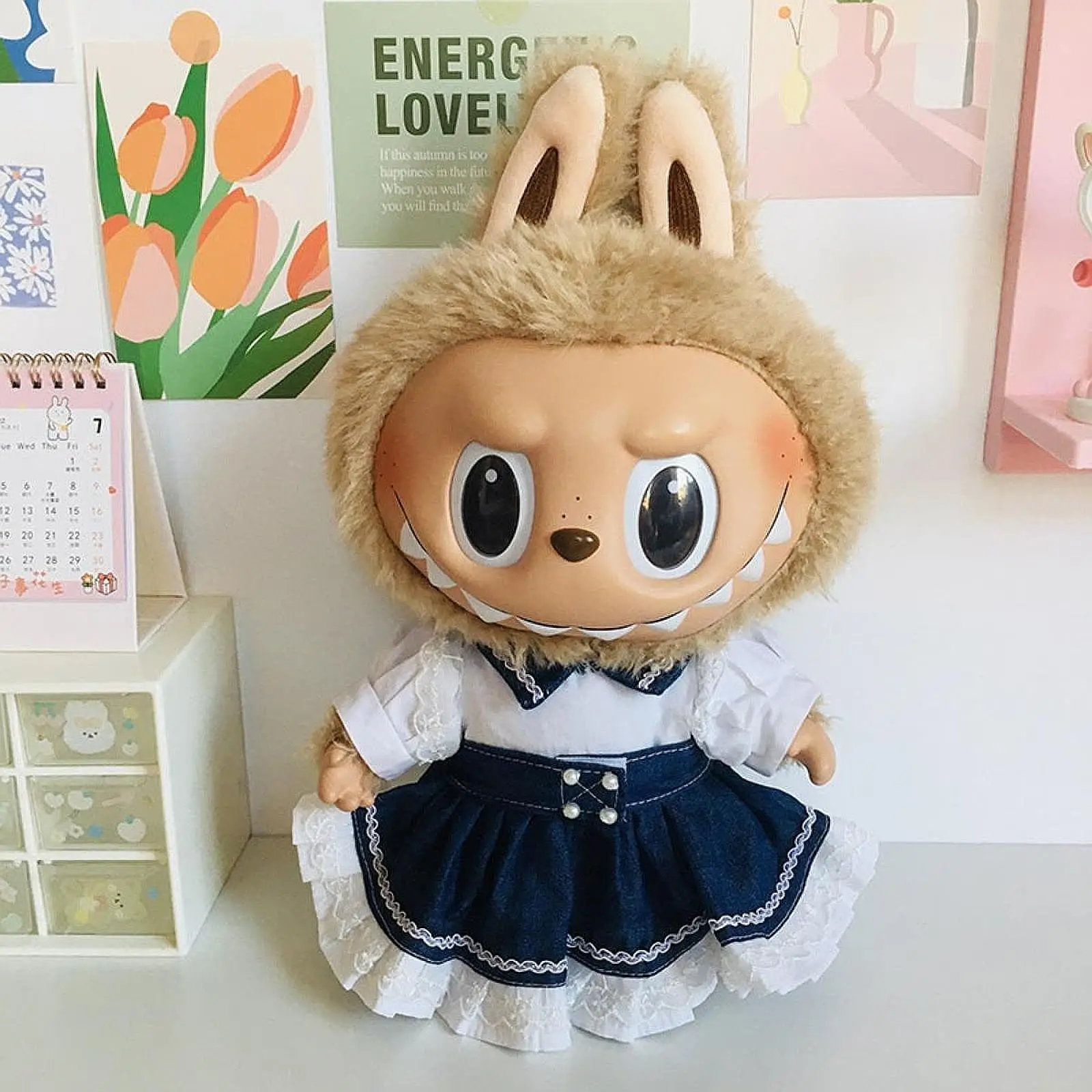 2x 패션 인형 데님 드레스 벨트 의상 Accs, 15인치 인형용 수제 의류 드레스업 새해 선물