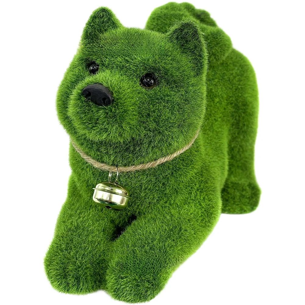 Standing Dog Resin Statue Garden Decor for Outdoor Courtyard Decoration Featuring Rustic and Hand Applied Flocking