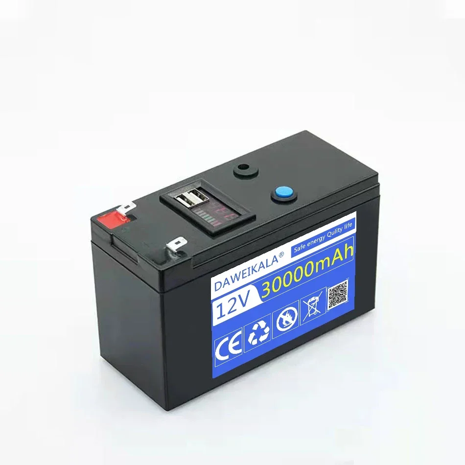 12V lithium Battery 30Ah 18650 Rechargeable battery pack for solar energy electric kid\'s car LED lights battery 12.6v 3A charger