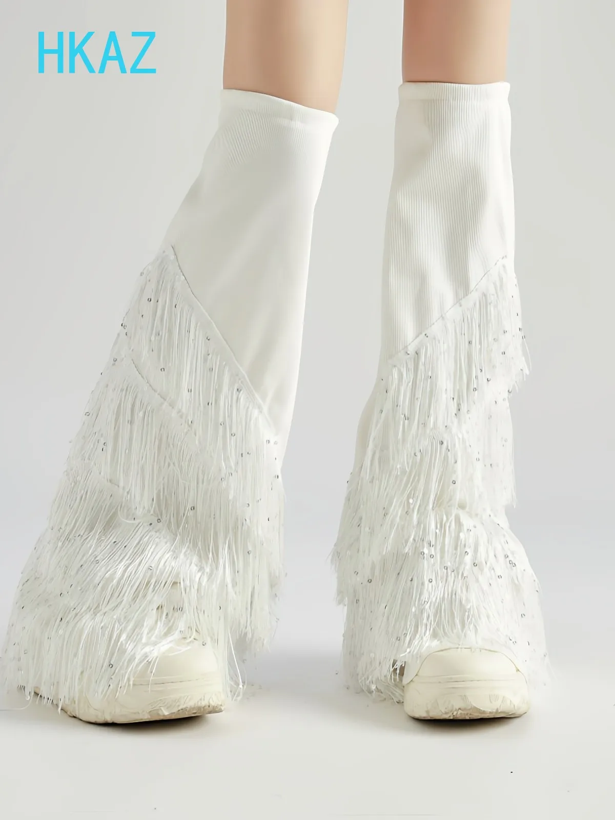 Sweet Cool Babes Fringed Wide Leg Socks Black Ins Trendy Fashion Catwalk Long Tube Lolita Versatile Stretch Cotton Leg Cover
