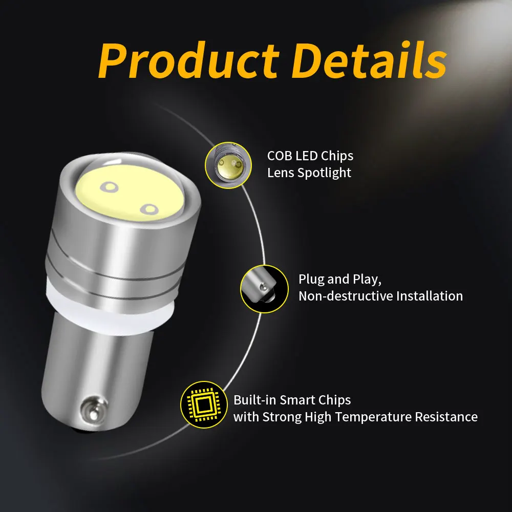2/10/20 قطعة LED COB عدسة T11 BA9S T4W H5 64111 180 درجة المقبس لمبات 12 فولت التوصيل والتشغيل فرامل السيارة عكس محرك وقف بدوره إشارات #2