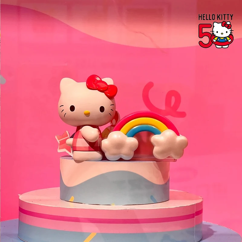 Sanrio Hello Kitty 50th Anniversary Mood Series กล่องตาบอด Hello Kitty เครื่องประดับทําด้วยมือรูปของสะสมตกแต่ง