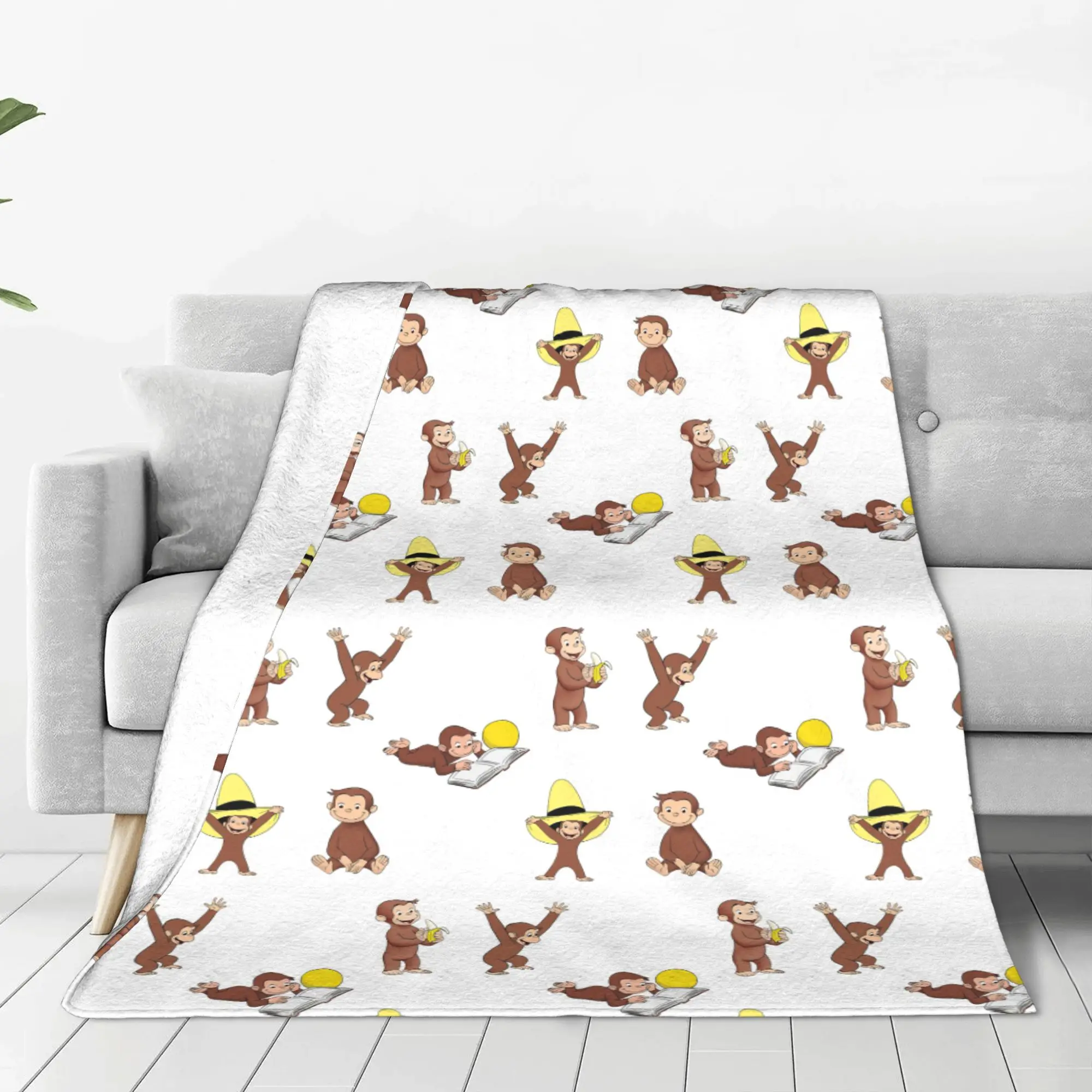George the curious monkey cartoon for kids pack Blanket Warm Fleece Sofa Throw Blanket for Home Bedroom Office Throws Bedspread