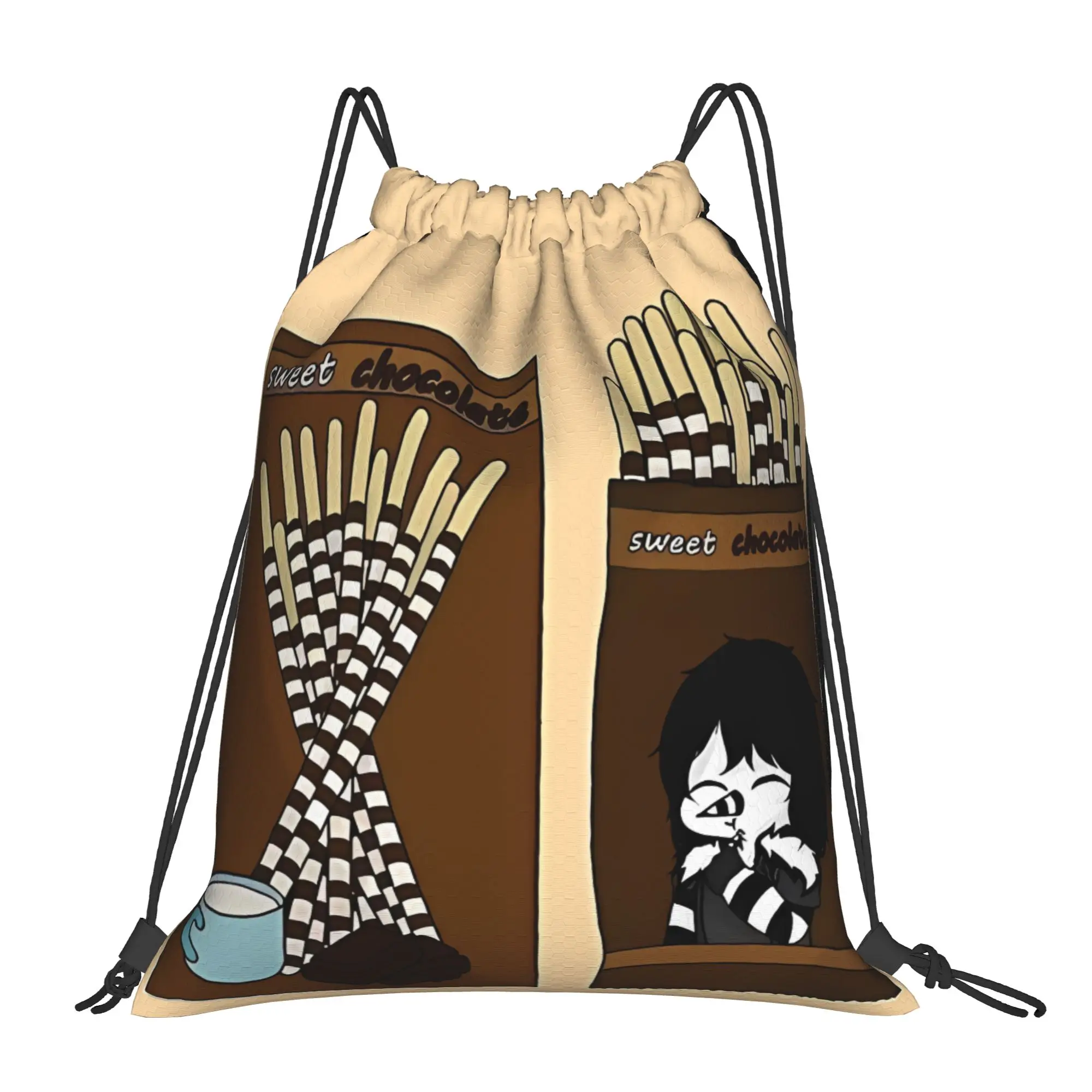 Striped Sticks CCreepypasta Portable Sports Riding Gym Drawstring Vintage Horror Storage Backpacks