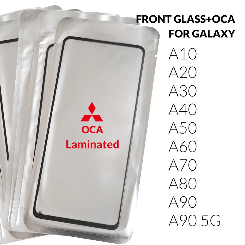 10 STKS TOP GLAS Voor Samsung Galaxy A10 A20 A30 A40 A50 A60 A70 A80 A90 5G LCD Front Touch Screen buitenste Lens Glas Met OCA Lijm